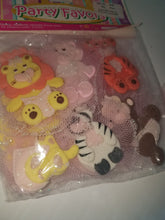 12 pink cold porcelain safari baby flat back figures on tulle capias
