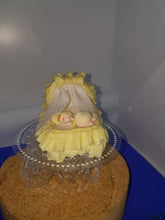 Baby in bassinet  Cold Porcelain Cake toppers  baby shower christening baptism