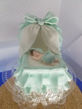 Baby in bassinet  Cold Porcelain Cake toppers  baby shower christening baptism
