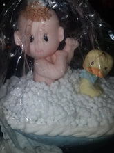 Baby shower Rubber ducky baby in tub colpd porcelain cake topper